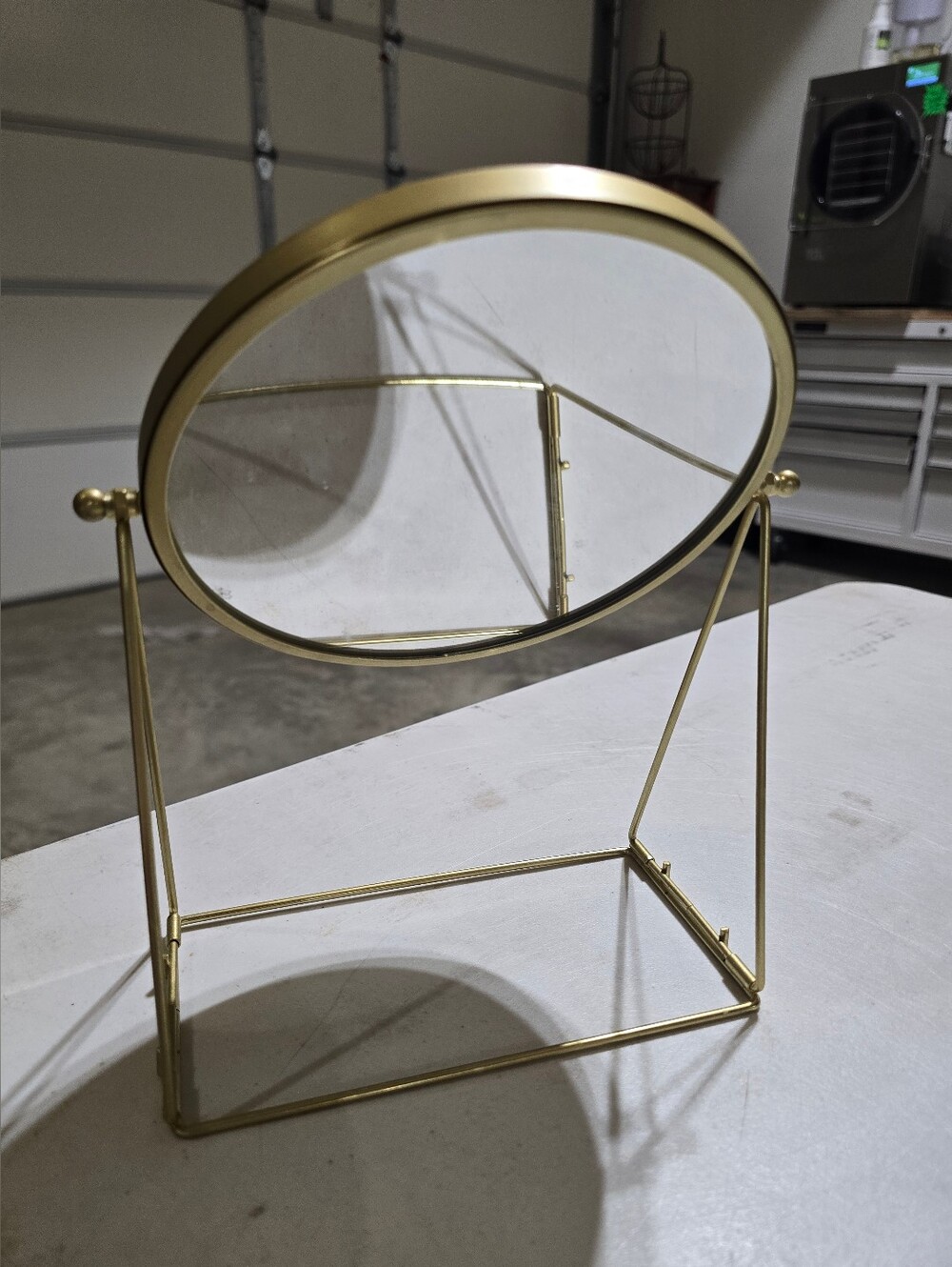 Gold Oval Freestanding Vanity Mirror
